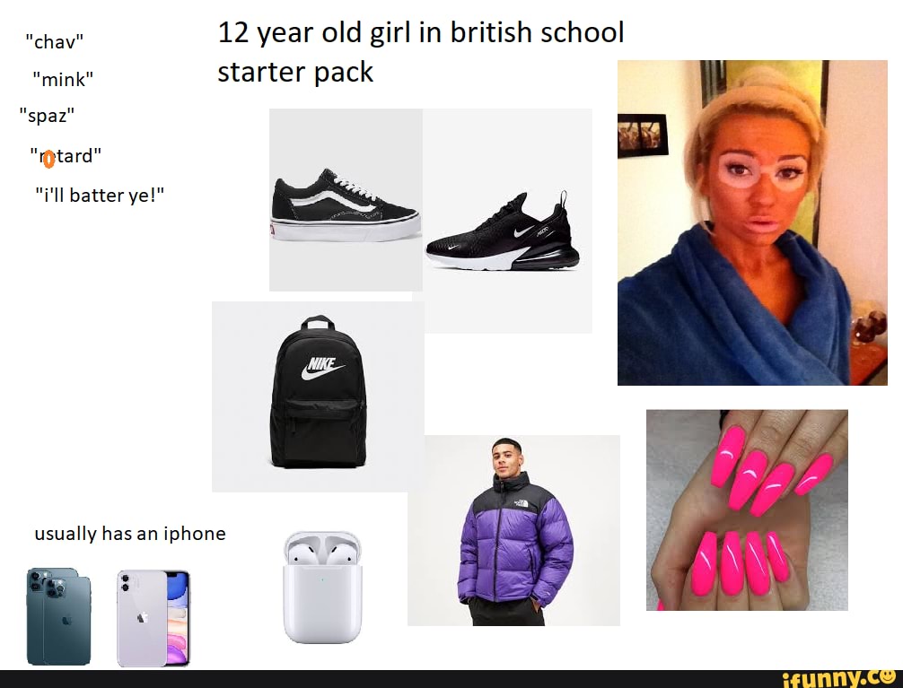 12 year old girl in british school starter pack 