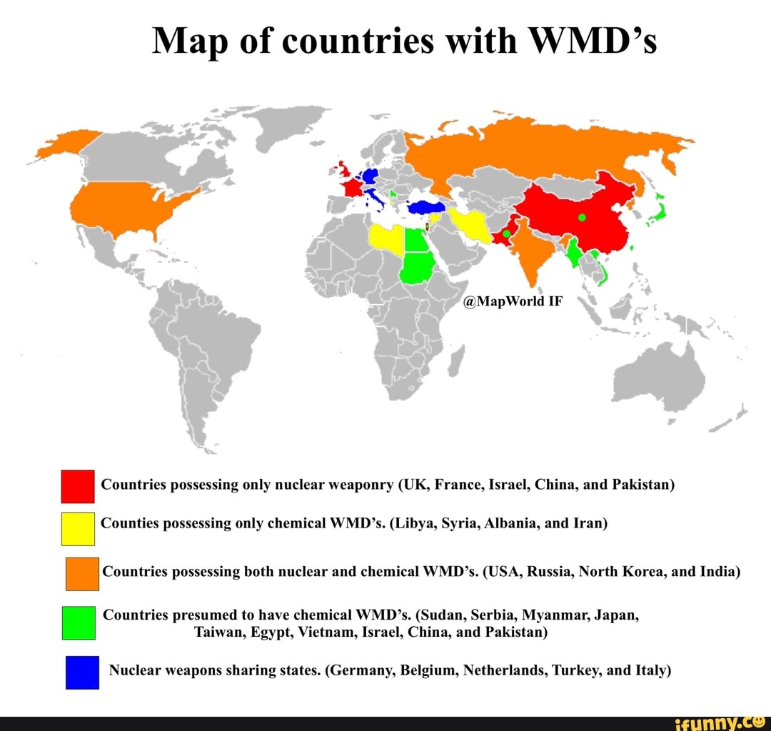 Map Of Countries With WMD’s I Countries Possessing Only Nuclear ...