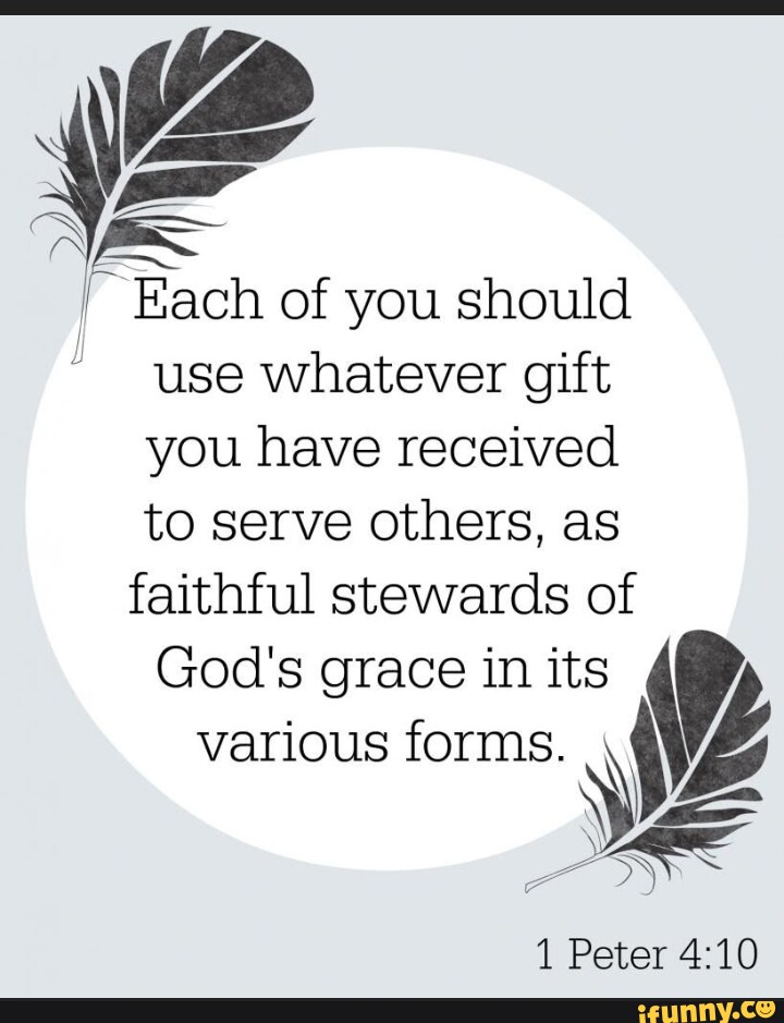 I Each of you should use whatever gift you have received to serve