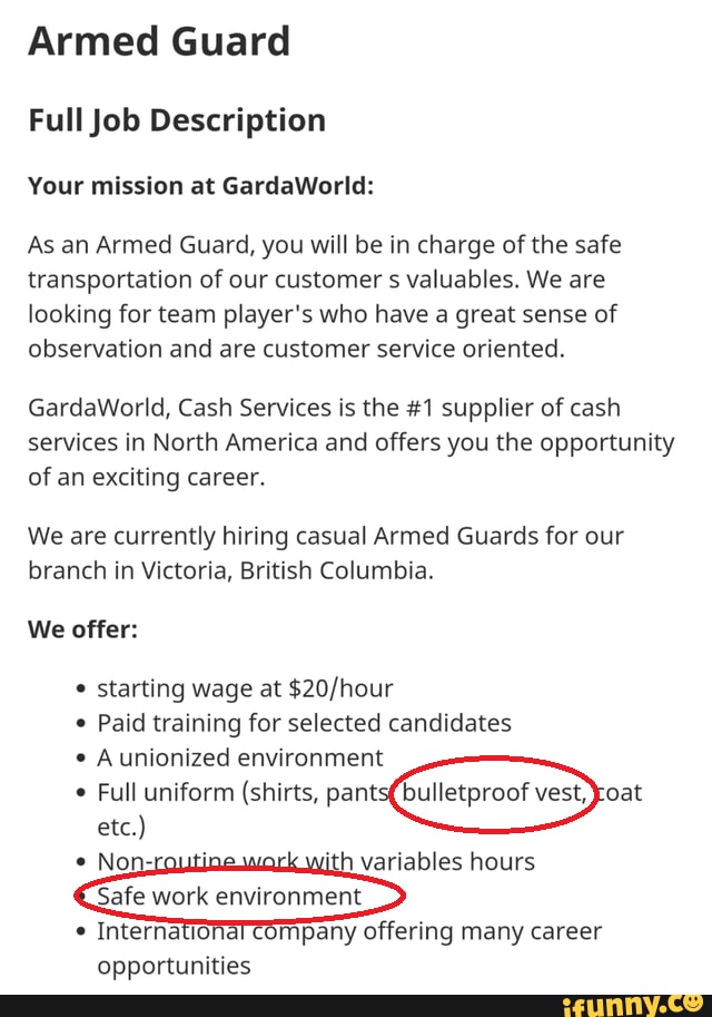 Armed Guard Full Job Description Your mission at GardaWorld As an