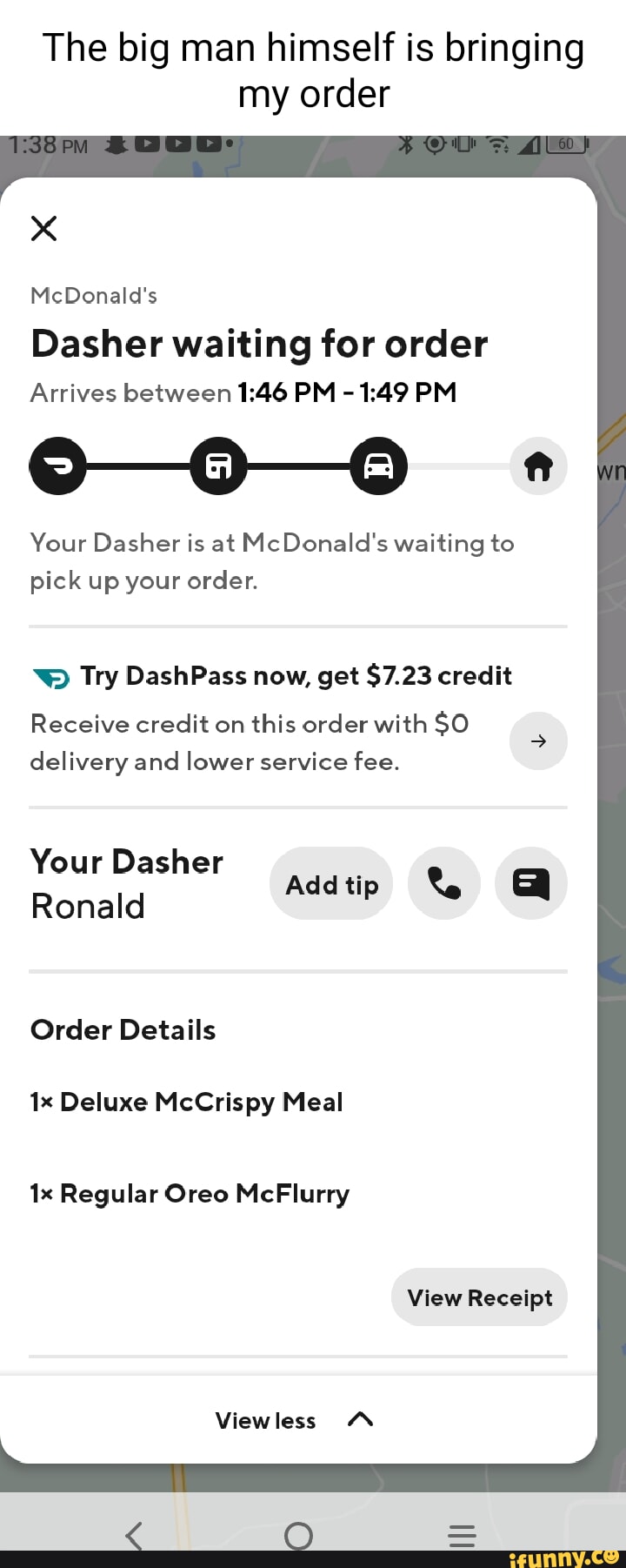 The big man himself is bringing my order xX McDonald&rsquo;s Dasher 