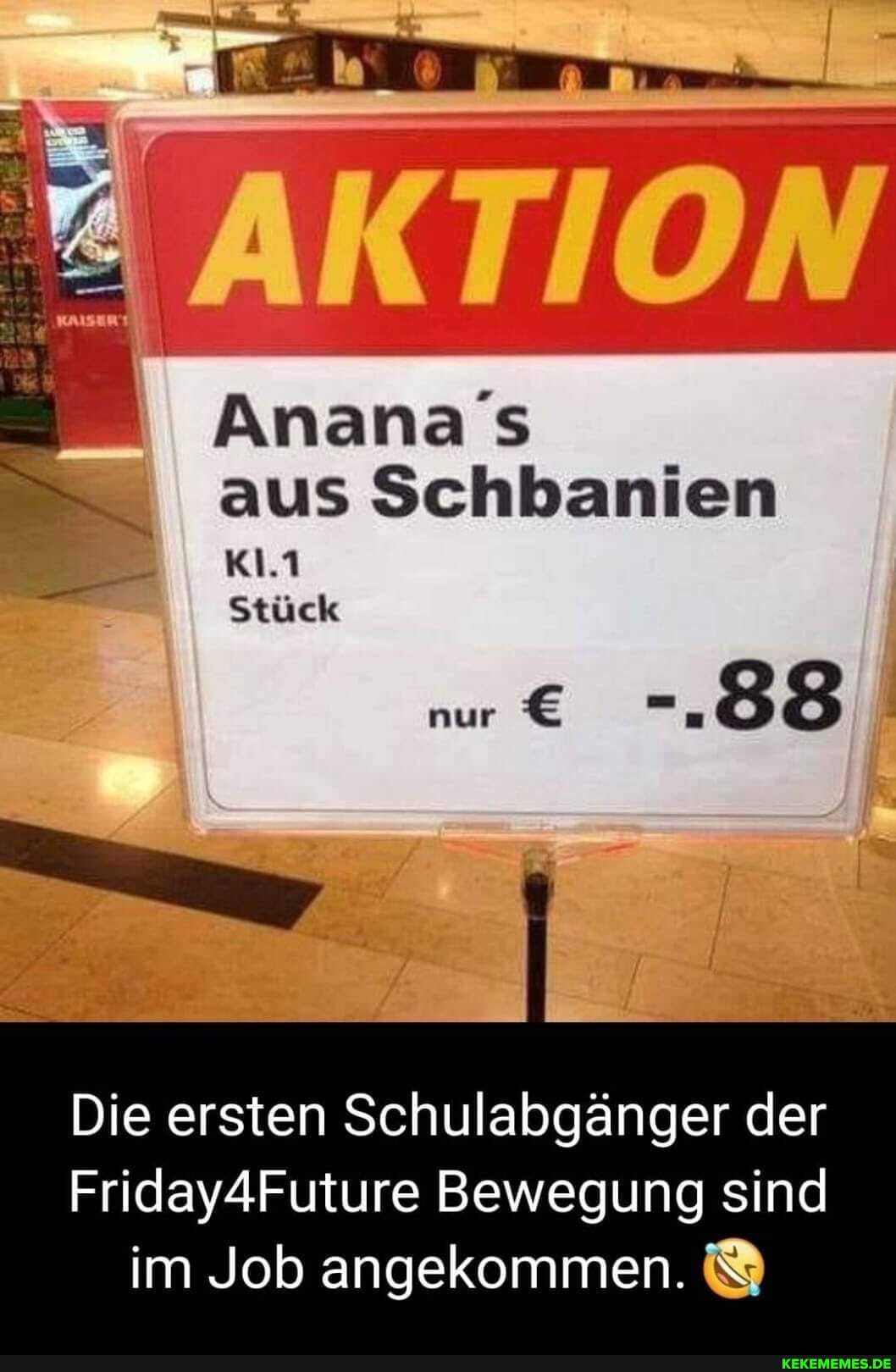 Ananas
aus Schbanien
Kl.1
nur 88
Stück
Die ersten Schulabgänger der
Friday4Future Bewegung sind
im Job angekommen. &