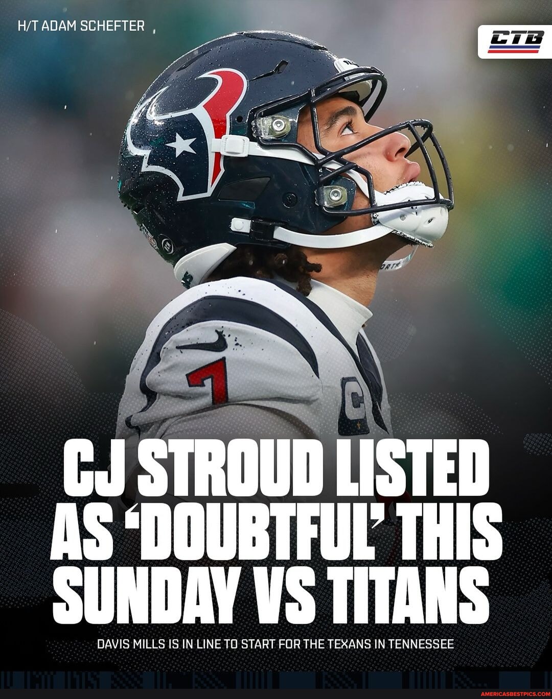 ADAM SCHEFTER , CJ STROUD LISTED AS 'DOUBTFUL THIS SUNDAY VS TITANS ...