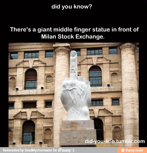 There's a giant middle finger statue in front of