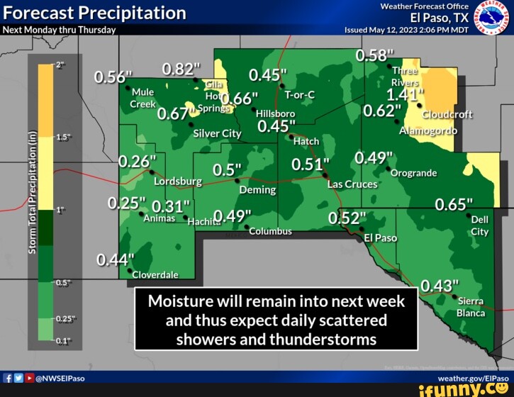 Forecast Precipitation Next Monday thru Thursday Issued May 12, 2023 PM