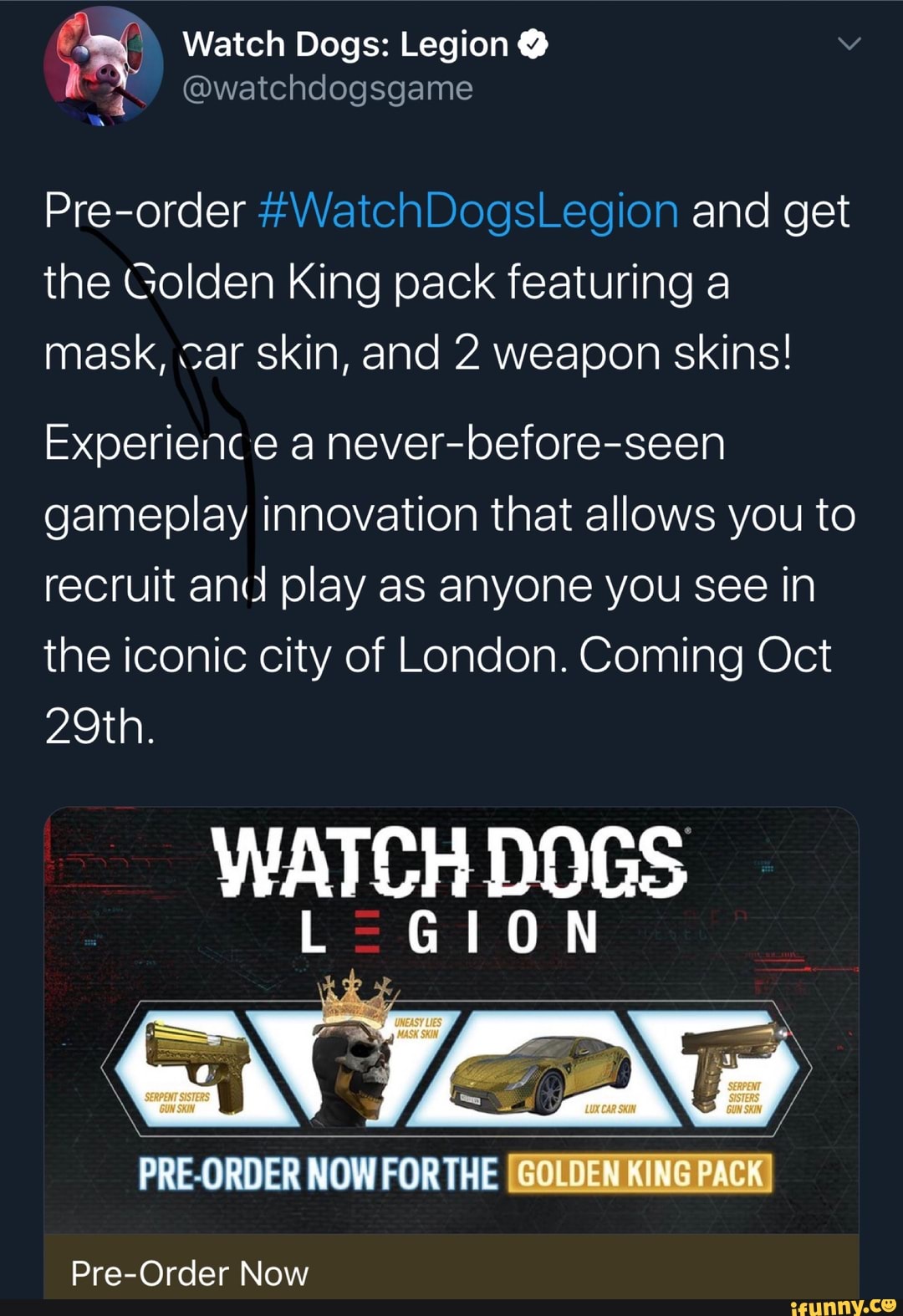watch dogs legion golden king pack