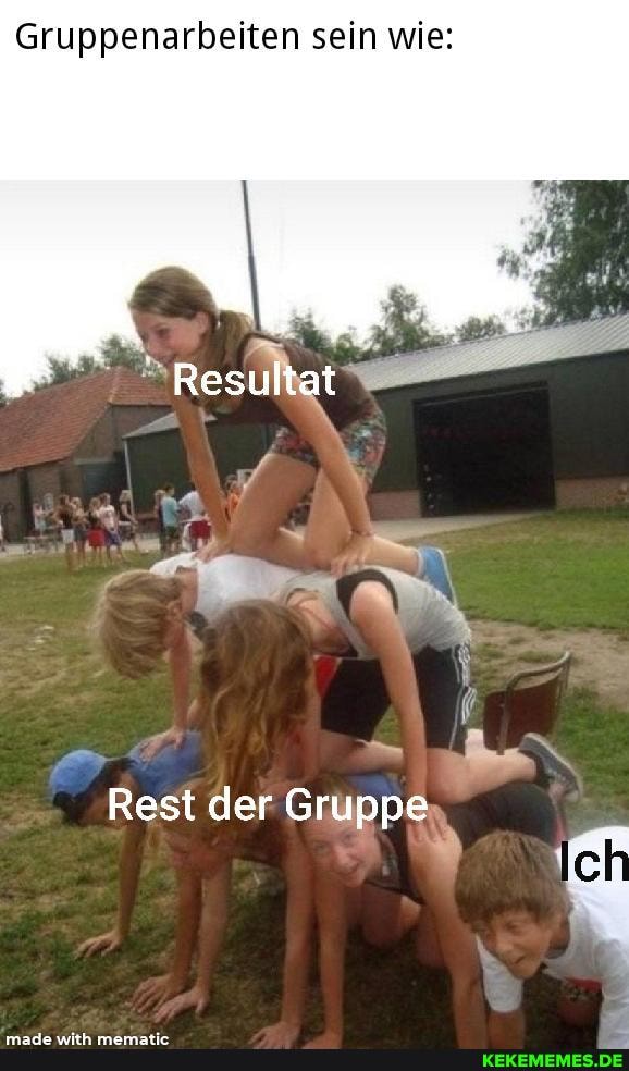 Gruppenarbeiten sein wie:
Resultat
Rest der Gruppe