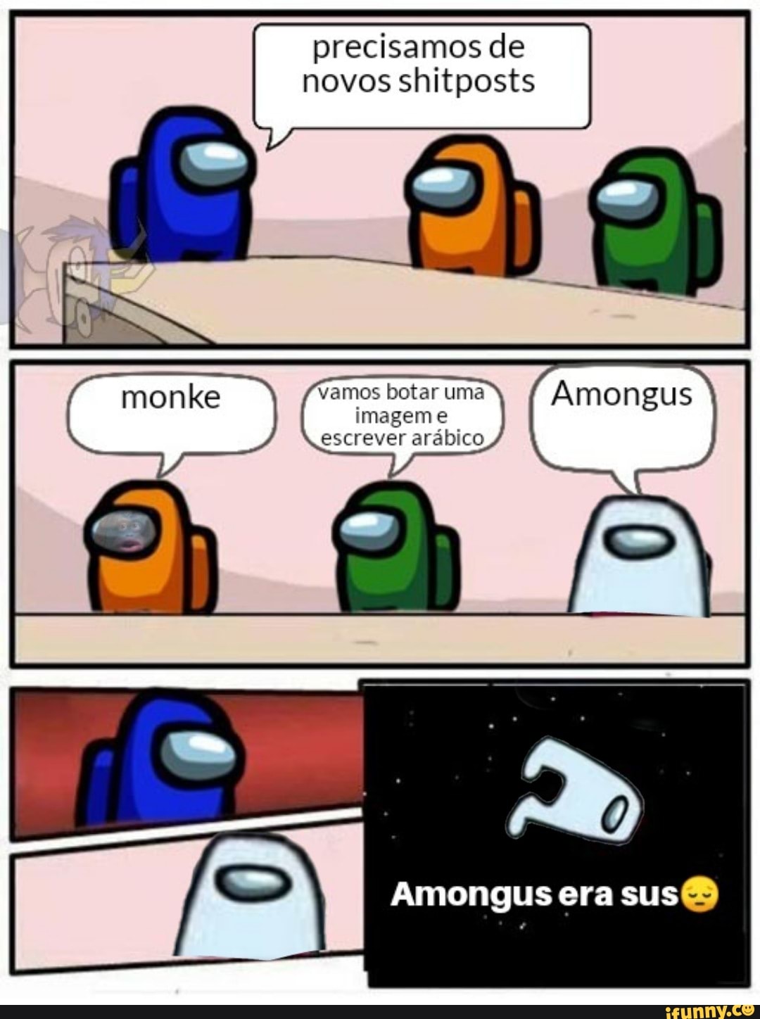 precisamos de novos shitposts
vamos botar uma imagem e escrever arábico
Amongus era sus