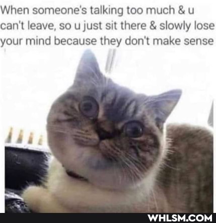 When someone's talking too much & u can't leave, so u just sit there & slowly lose your mind because they don't make sense