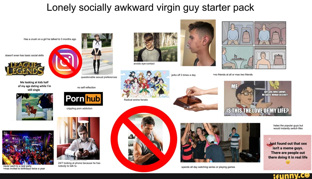 Lonely socially awkward virgin guy starter pack. 