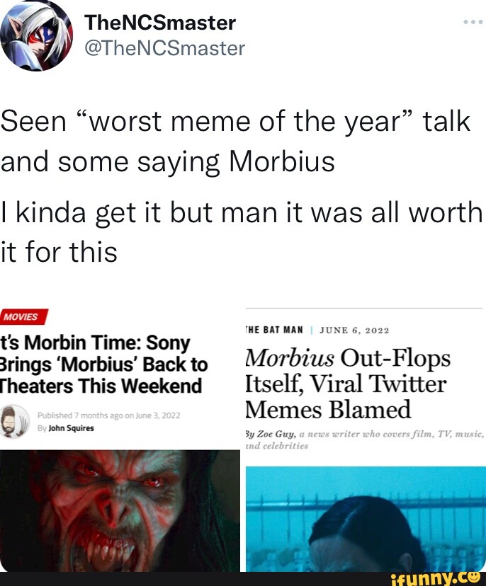 TheNCSmaster d) TheNCSmaster Seen "worst meme of the year" talk and