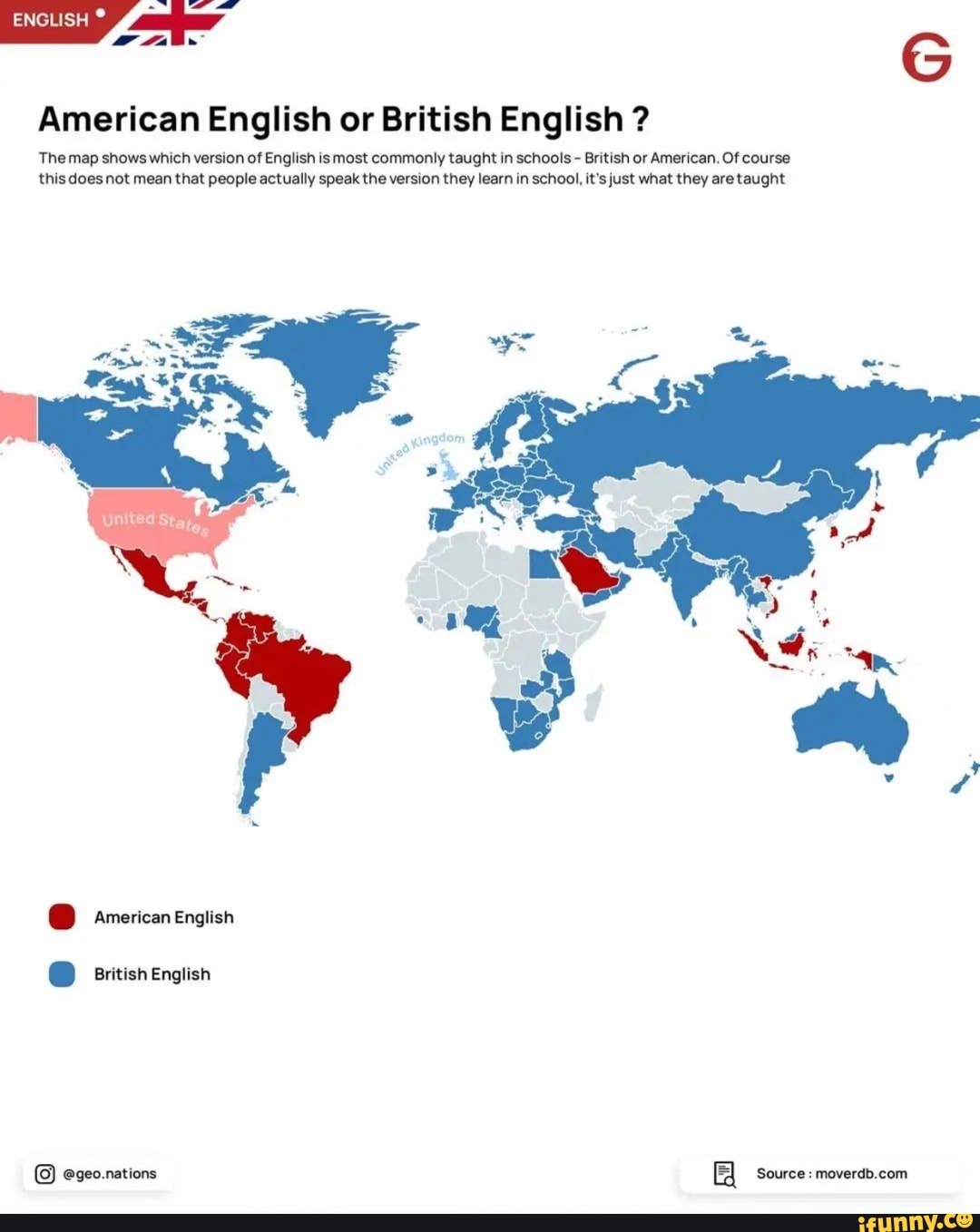 ENGLISH American English Or British English The Map Shows Which 