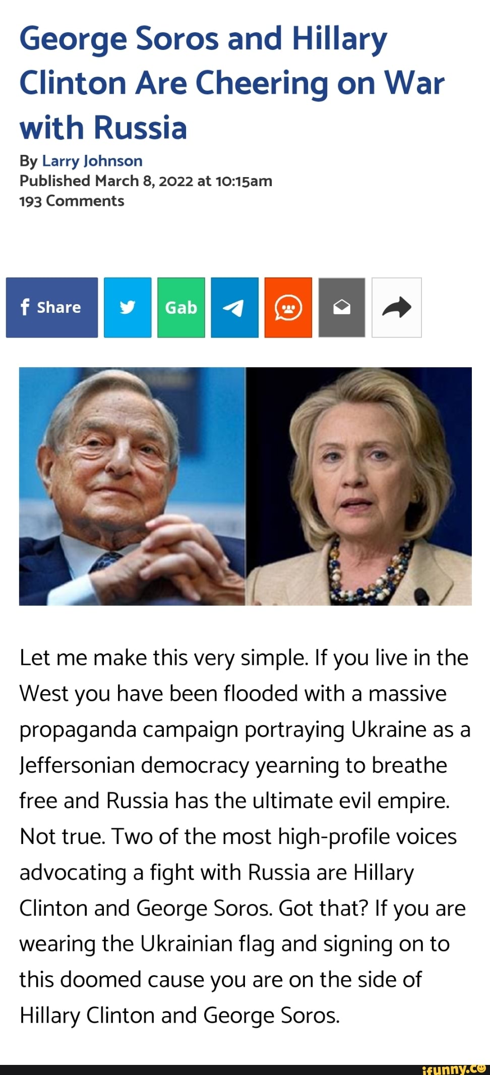 George Sores and Hillary Clinton Are Cheering on War with Russia By ...