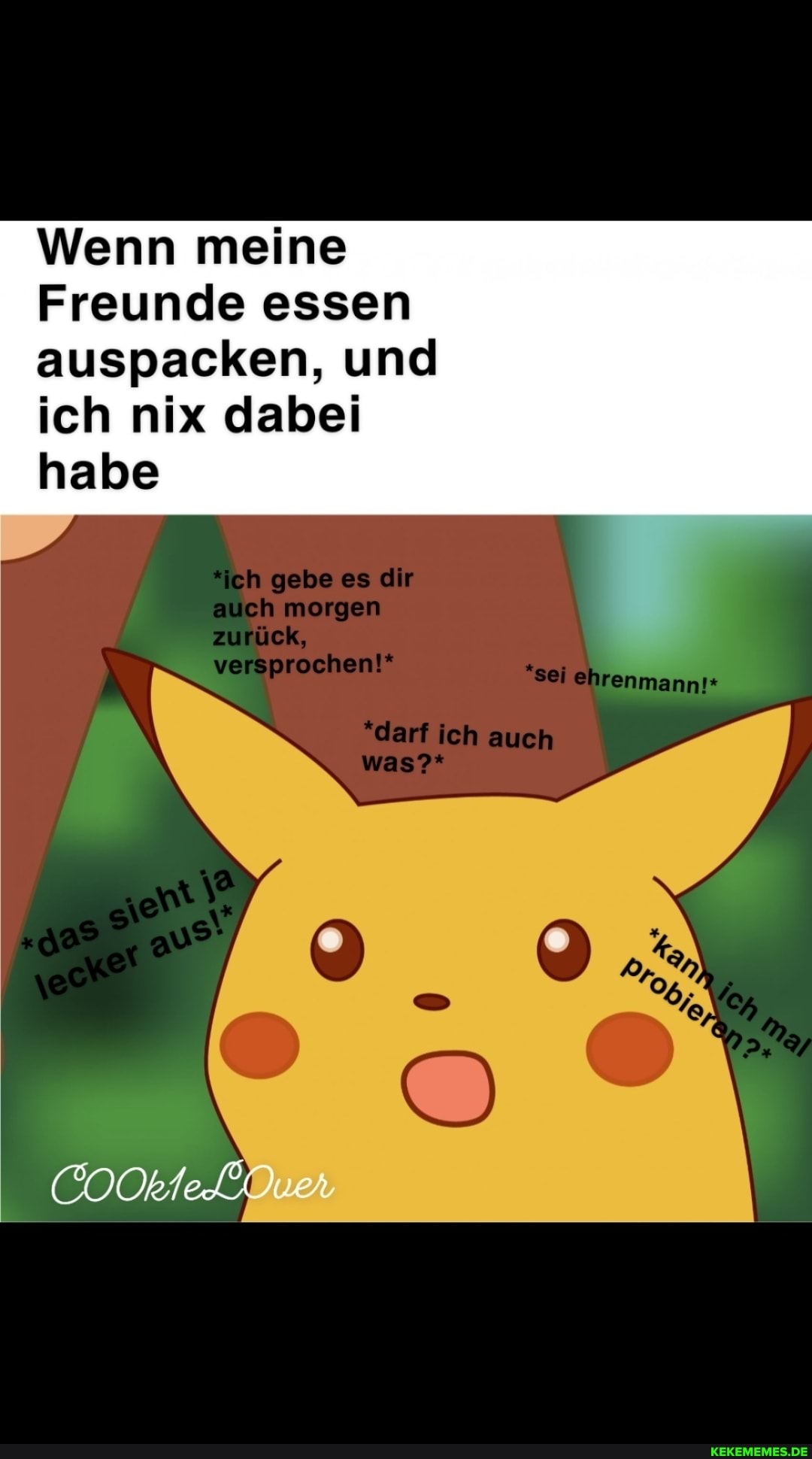 Wenn meine
Freunde essen auspacken, und ich nix dabei
habe
ich gebe es dir auch morgen zurück,
"darf eh auch