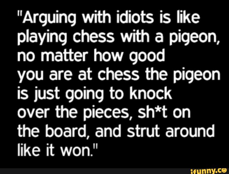 Arguing With Idiots Is Like Playing Chess With A Pigeon No Matter How Good You Are