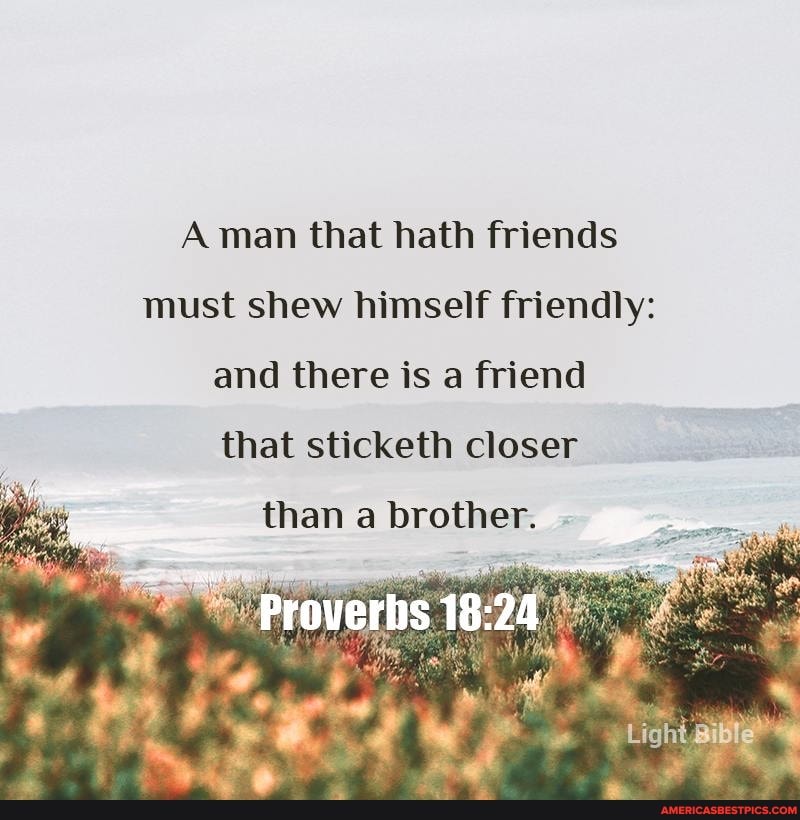 A man that hath friends must shew himself friendly: and there is a friend that sticketh closer
than a brother.
he