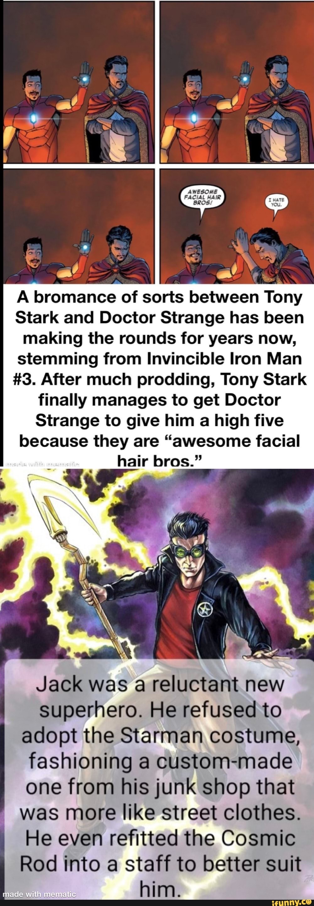 AWESOME FACIAL HAIR BROS/ A bromance of sorts between Tony Stark and