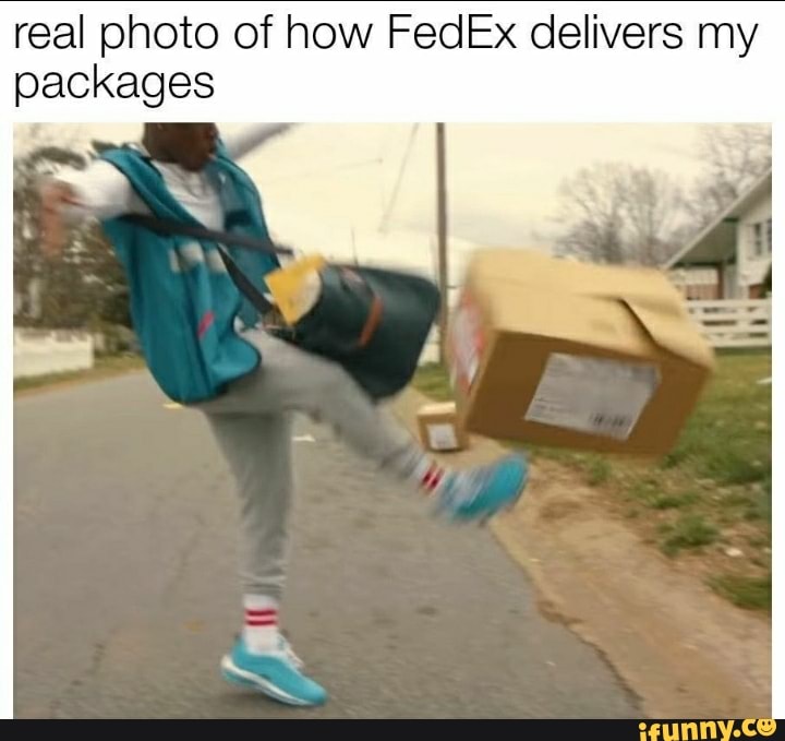 Real photo of how FedEx delivers my packages - iFunny