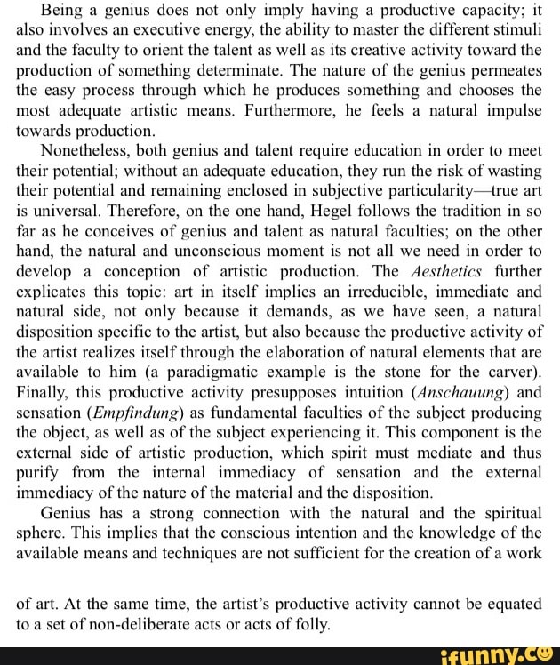 Natural Genius Example Being a genius does not only imply having a productive capacity; it ...