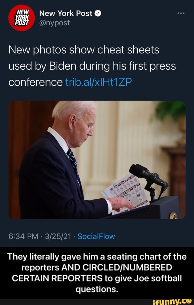 NEW New York Post @ New photos show cheat sheets used by Biden during ...