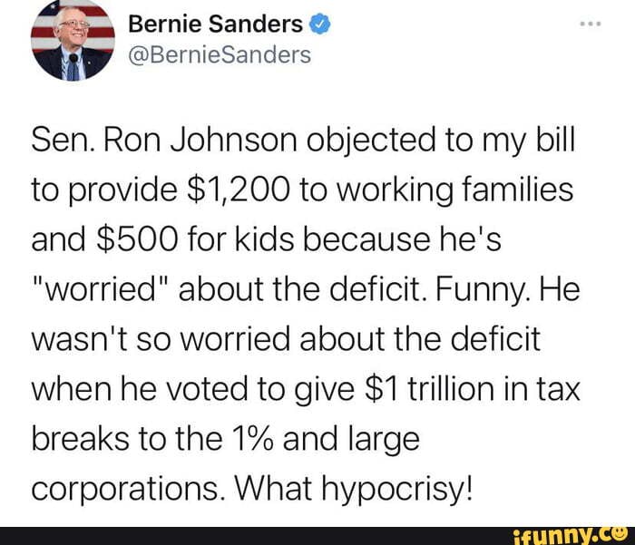 Hypocrisy Bernie Sanders Sen. Ron Johnson objected to my bill to