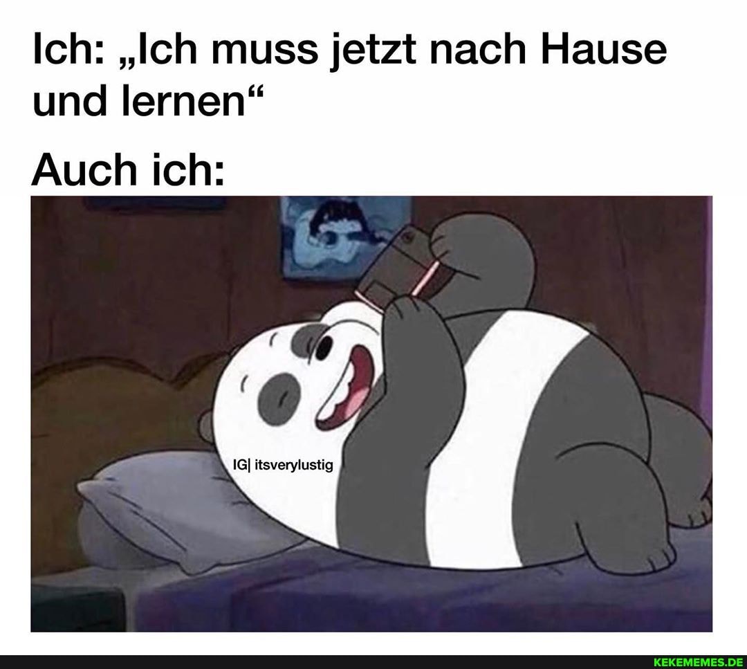 Ich: "Ich muss jetzt nach Hause und lernen"
Auch ich: