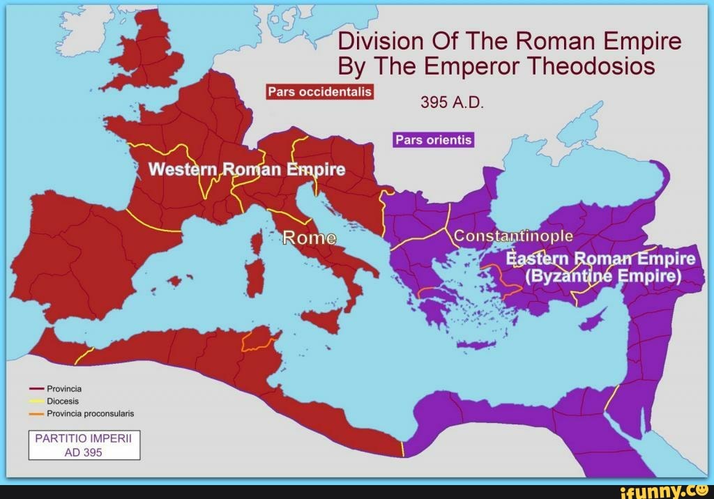 Division Of The Roman Empire By The Emperor Theodosios 395 Ad Pars 