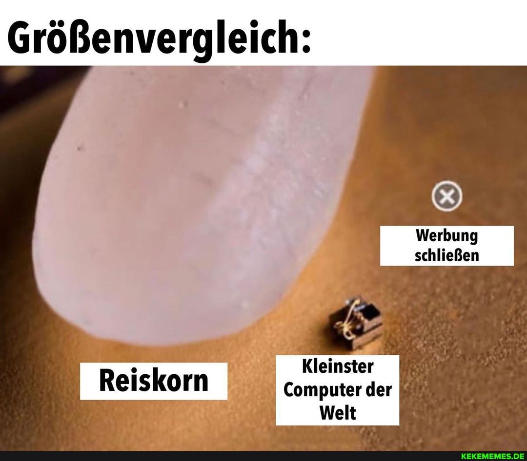 Größenvergleich:
Werbung schließen
Kleinster
Computer der
Welt