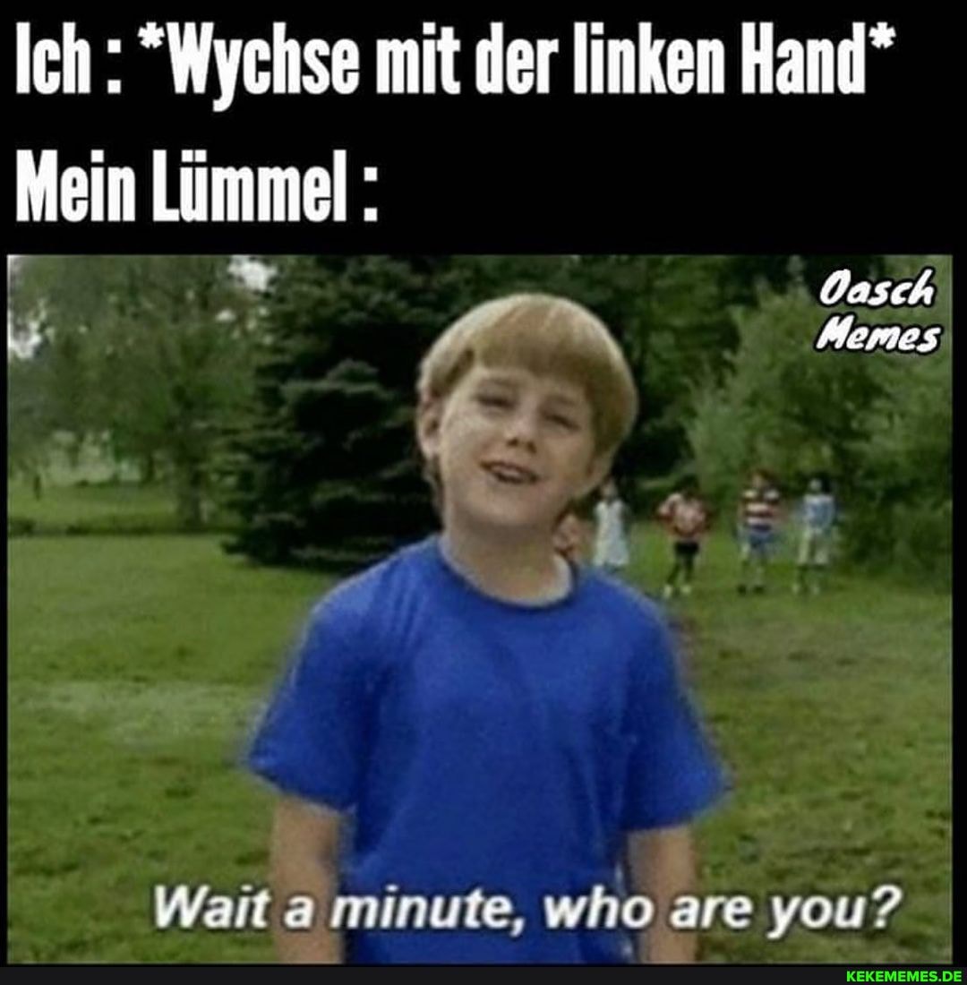 Ich : "Wychse mit der linken Hand"
Mein Lümmel:
Wait a minute, who are you?