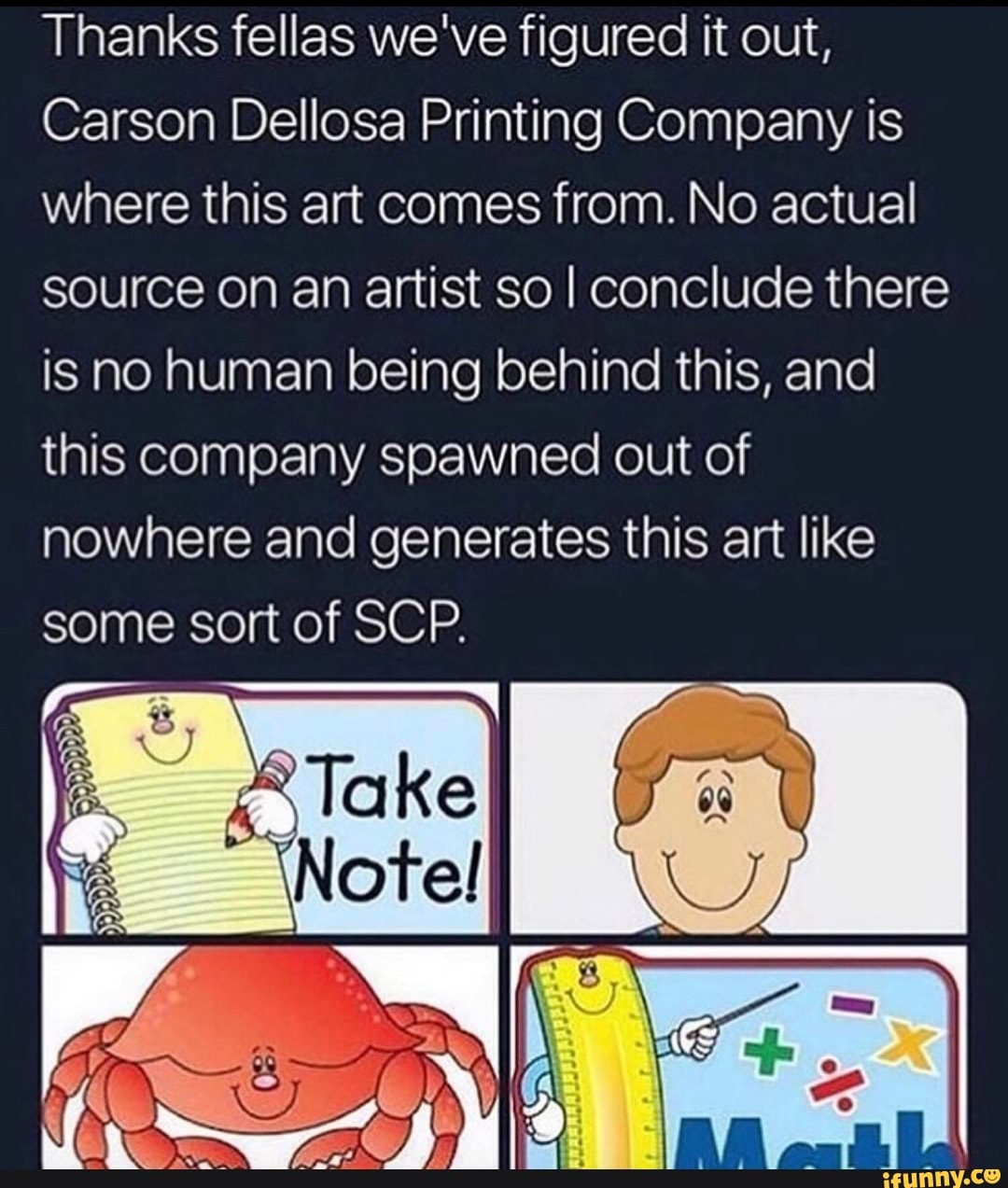 Thanks fellas we've figured it out, Carson Dellosa Printing Company is ...