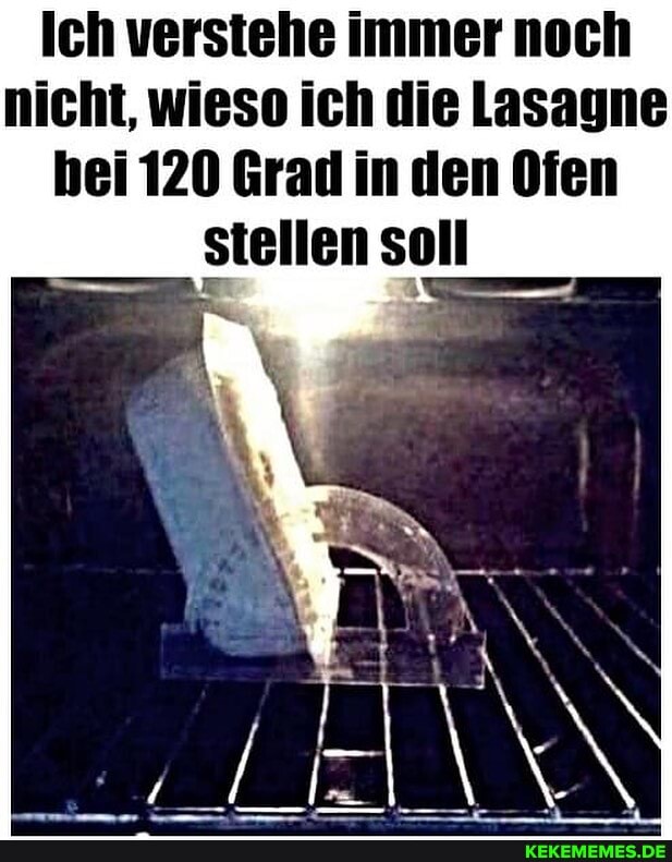 Ich verstehe immer noch nicht, wieso ich die Lasagne bei 120 Grad in den Ofen
stellen soll