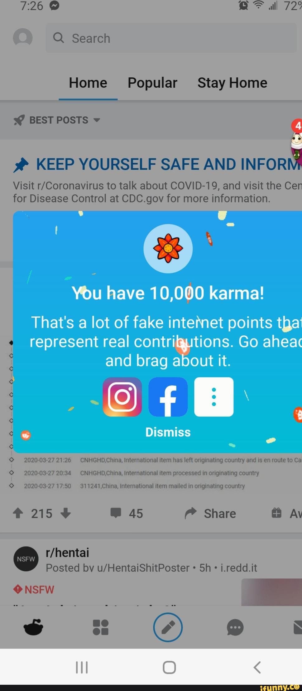 You have 10,000 karma!
That's a lot of fake intemet points tga represent real contrilyutions. Go aheac and brag about it.
Dismiss
