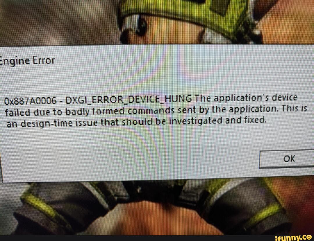 Dxgi error device hung как исправить на виндовс 10