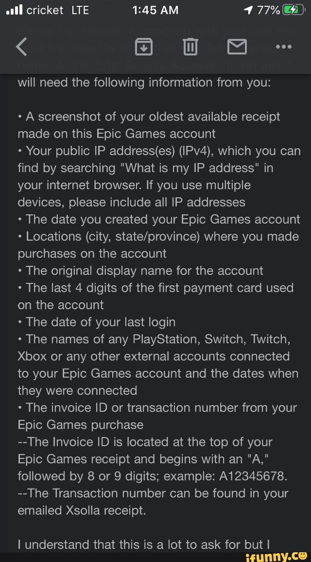 All cricket LTE AM will need the following information from you A screenshot of your oldest