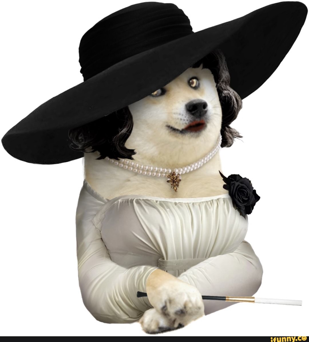 doge, funny, ifunny, edit, photo, dog, ladydimitrescu, ethanwinters, vampire, haha, cute, lol, lmao, rotfl, videogame, games, gamergirl