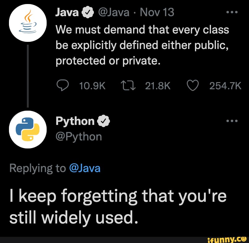 Java @Java Nov 13 / We must demand that every class be explicitly ...