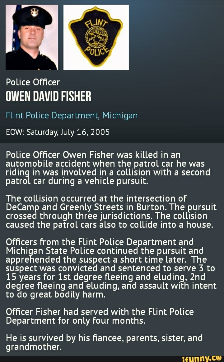 Police Officer OWEN DAVID FISHER Flint Police Department, Michigan EOW