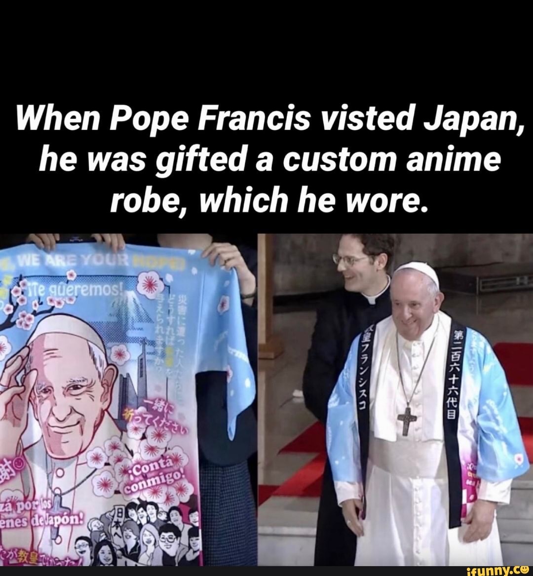I drew Pope Francis in his anime coat  rpics