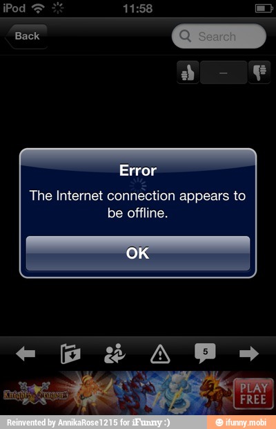 The Internet connection
appears to
be offline.