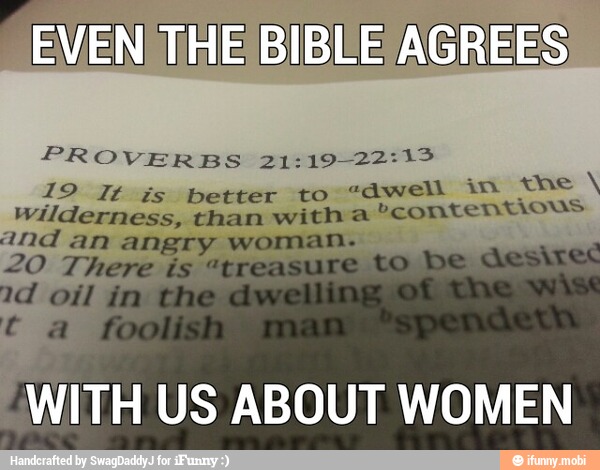 CEVEN/THE BIBLE AGR ES
PROVERBS 21:19-22:13
19 It is better to
"awe in the N
and an angry woman.
20 There
is
wilderness, than with a
"Contentious
"WITH US ABOUT WOMEN
