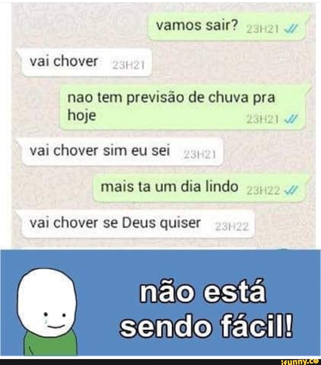 Vai Chover Nao Tem Previsão De Chuva Pra Hoje 23h21 44 Vai Chover Sim Eu Sei Mais Ta Um Dia