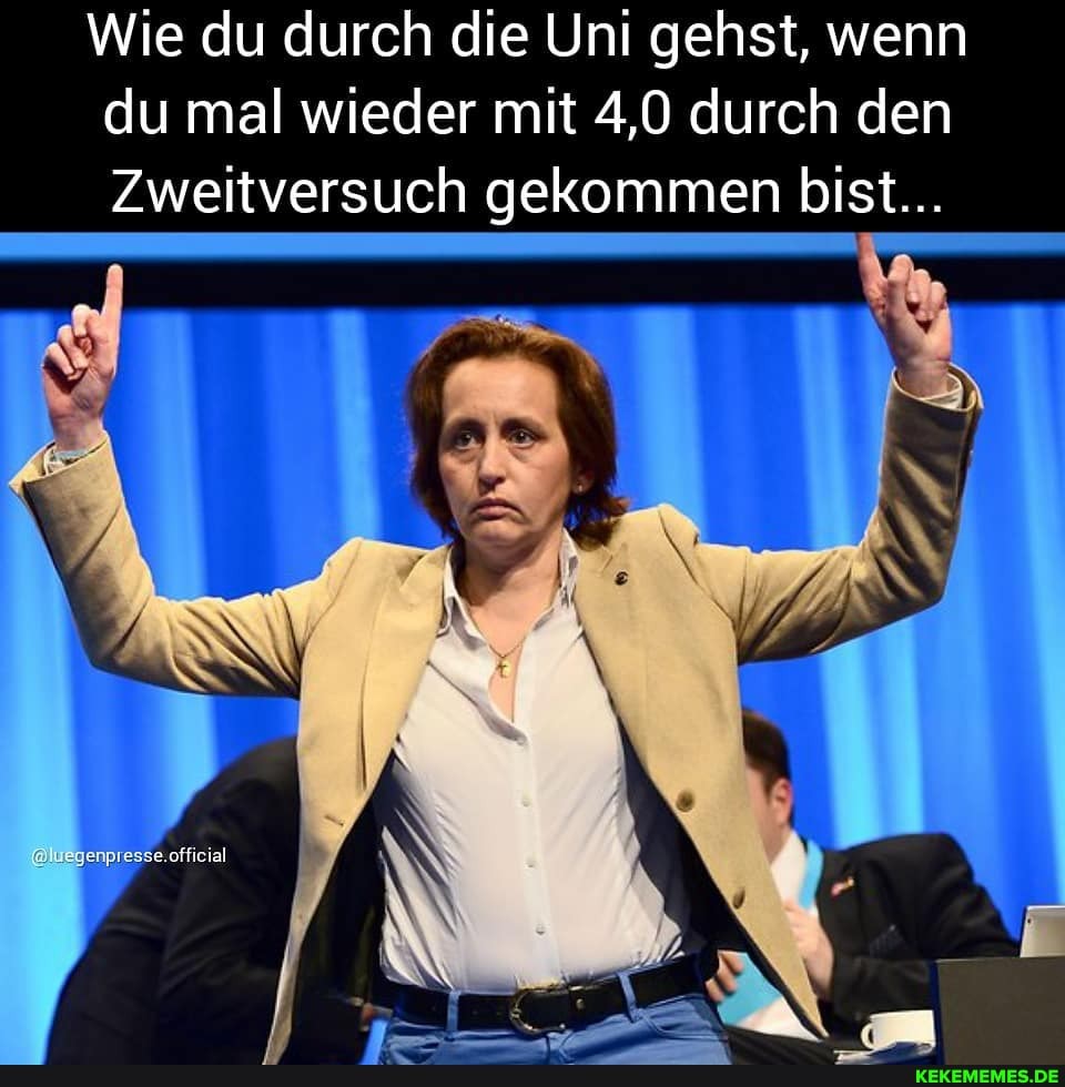 Wie du durch die Uni gehst, wenn du mal wieder mit 4,0 durch den
Zweitversuch gekommen bist...