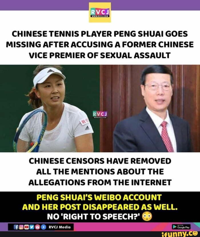CHINESE TENNIS PLAYER PENG SHUAI GOES MISSING AFTER ACCUSING A FORMER