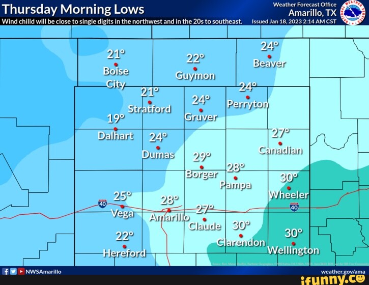 Thursday Morning Lows Weather Forecast Office Amarillo, TX Wind chilld