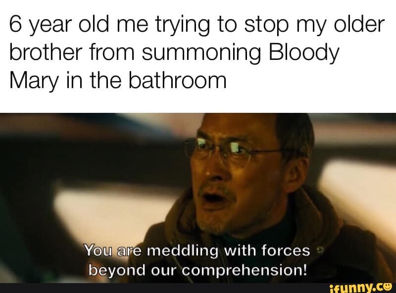 6 year old me trying to stop my older brother from summoning Bloody