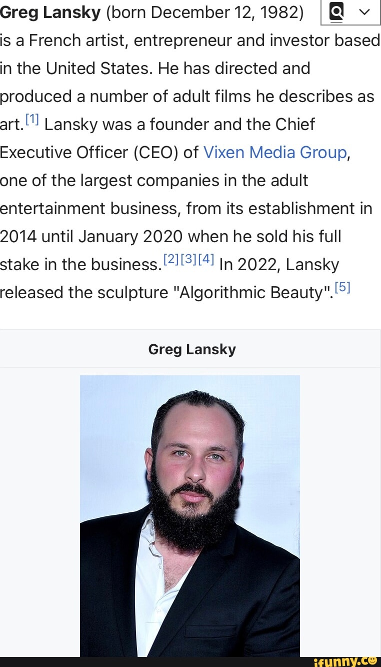 Greg Lansky (born December 12, 1982) I I@ is a French artist, entrepreneur  and investor based in