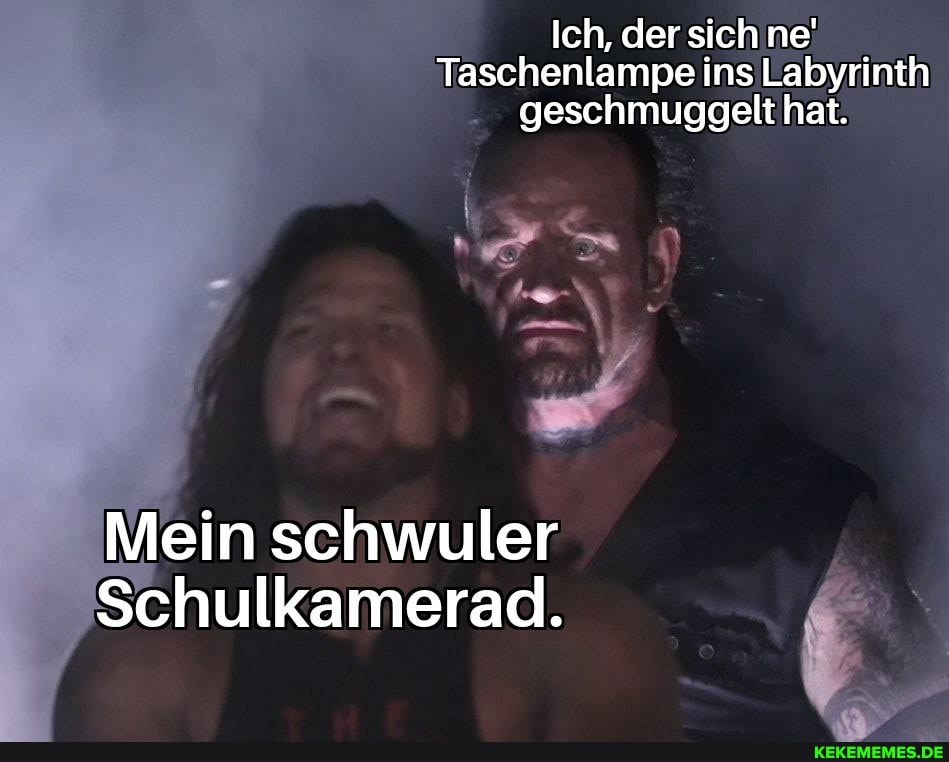 Ich, der sich ne'
Taschenlampe ins Labyrinth geschmuggelt hat.
Mein schwuler
Schulkamerad.