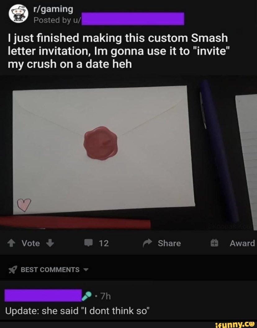 Posted by u/ I just finished making this custom Smash letter invitation ...