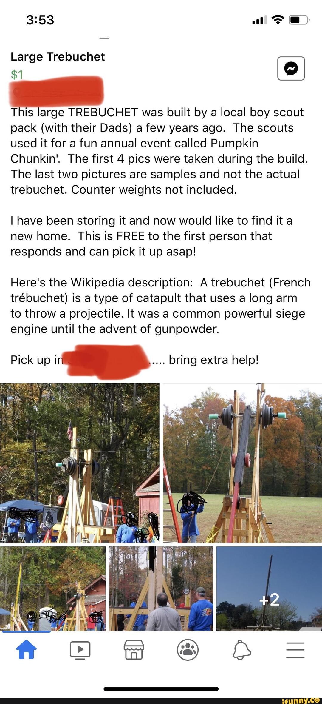 Large Trebuchet This large TREBUCHET was built by a local boy scout ...