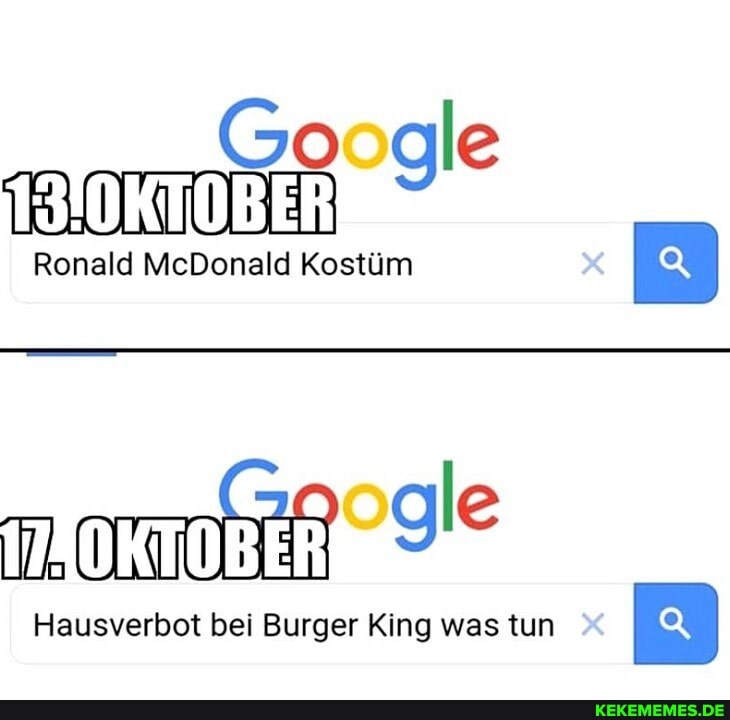 Google
Ronald McDonald Kostüm
nogle
Hausverbot bei Burger King was tun